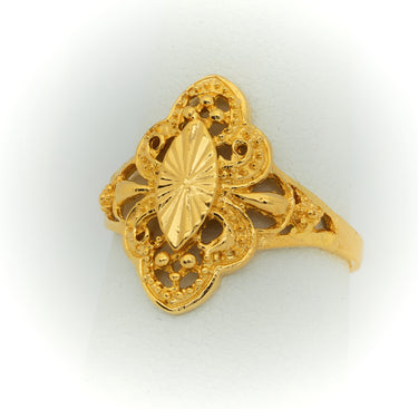 Anillo de Oro 10k para Mujer Estilo Antiguo. Almendra Calada